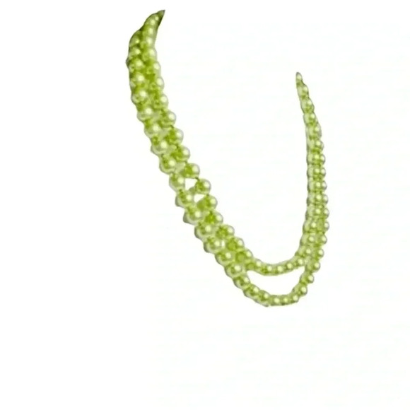 Mint Green Faux Pearl Necklace with Earrings Set - Picture 1 of 3
